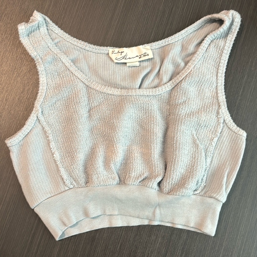 Blue Crop Terry Cloth Top